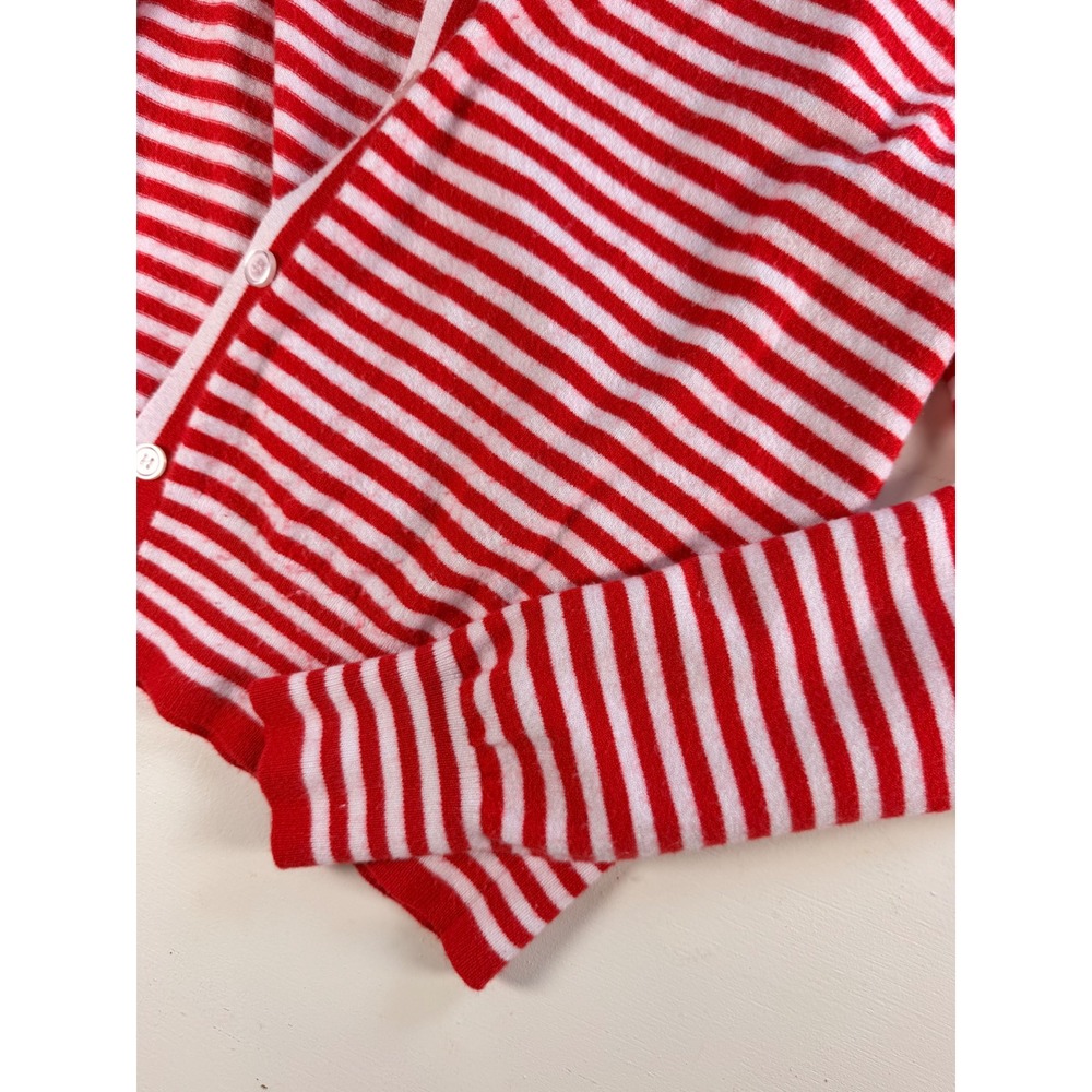 Cardigan Women S Red Striped Y2K Preppy Crew Neck Button Front Sweater - Picture 6 of 7